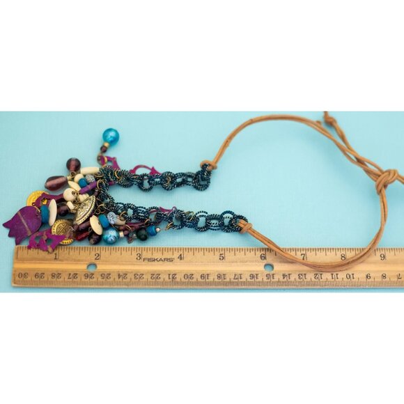 18 inch, Vintage Purple Beads Intricate Bib Necklace - E42 - Picture 3 of 3